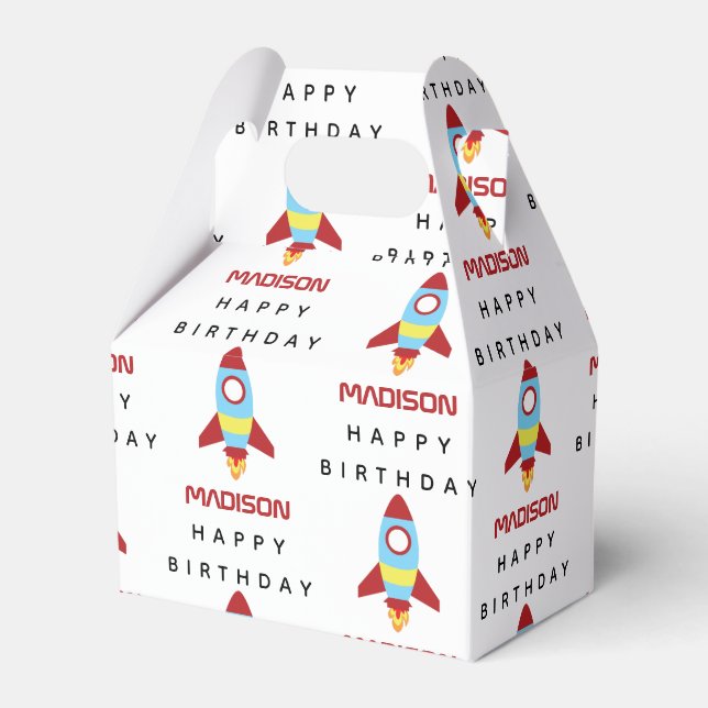 Eget namn - födelsedag för raketavstånd presentaskar (Framsidan Sidan)