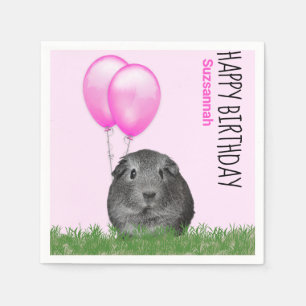 Eget namn Födelsedag Guineas Rosa Ballons Gris Pappersservett
