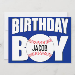 Eget namn för Birthday Boy Baseball Player Party Kort