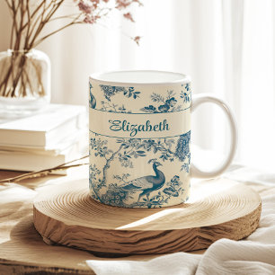 Eget namn för Blue Chinoiserie Peacock Kaffemugg