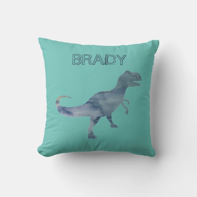 Eget namn för Blue Dinosaur Trex Dekorativ kudde (Framsida)