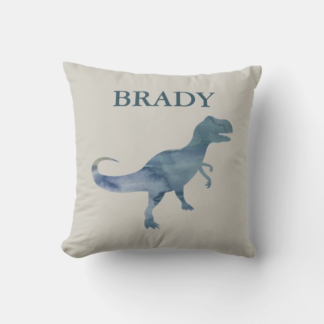 Eget namn för Blue Dinosaur Trex Dekorativ kudde (Framsida)