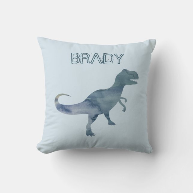 Eget namn för Blue Dinosaur Trex Dekorativ kudde (Framsida)