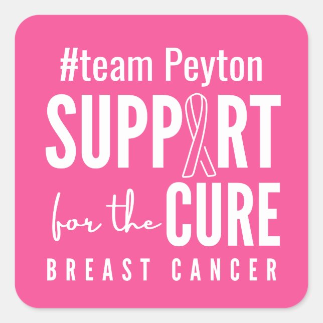 eget namn för bröstcancer Stickers Etiketter Rosa (Framsida)