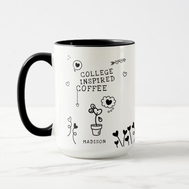 Eget namn för College Inspired Coffee Funny Girly Mugg (Vänster)