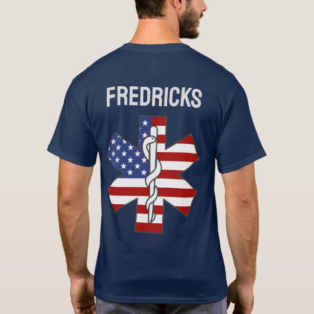Eget namn för Life Patriotic Ambulance EMT T Shirt (Baksida)