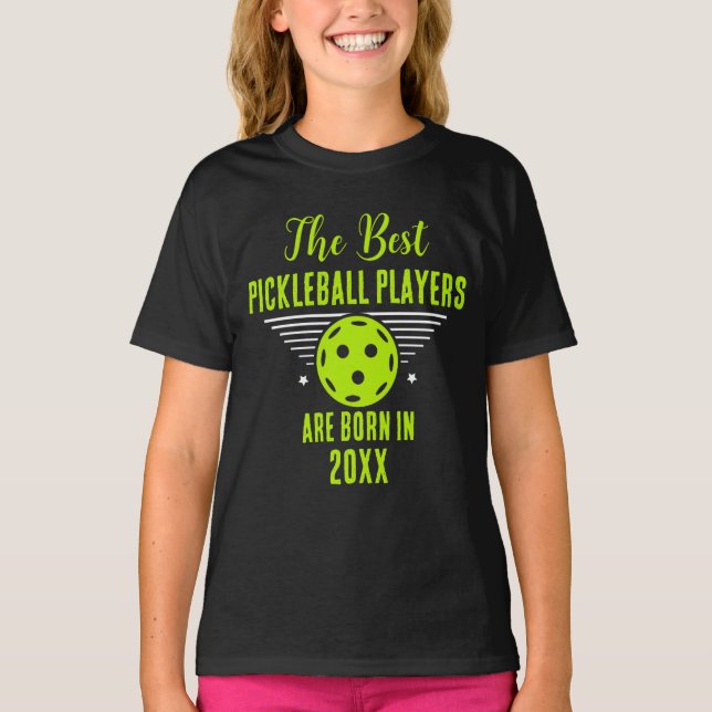 Eget namn för Pickleball-nummer Födelsedatum T Shirt (Framsida)
