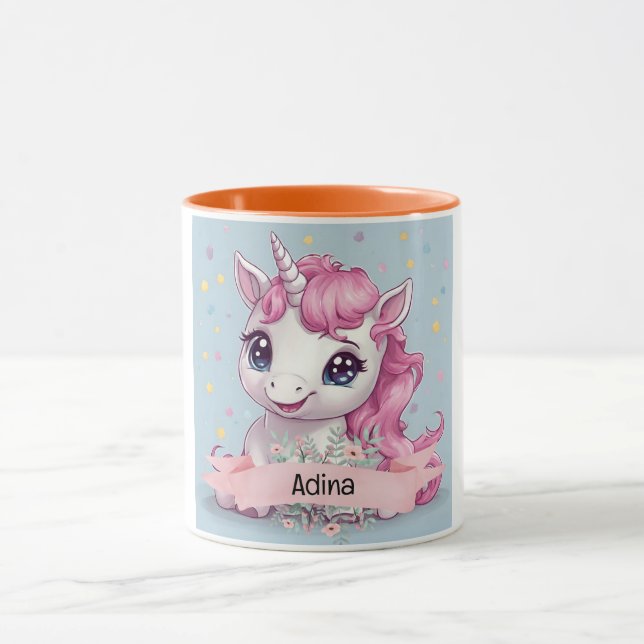 Eget namn för Rosa Baby Unicorn Stars Mugg (Center)