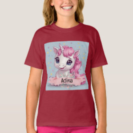 Eget namn för Rosa Baby Unicorn Stars T Shirt