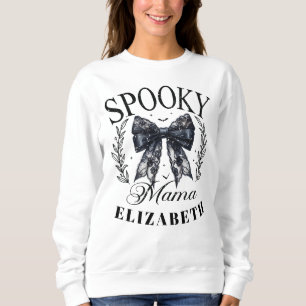 Eget namn för Spooky Mamma Halloween Coquette Bow T Shirt