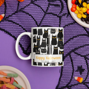 Eget namn för Spooky Svarta katter Happy halloween Mugg