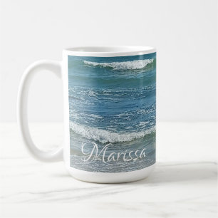Eget namn för Sudsy Blue Atlantic Ocean Shore Kaffemugg