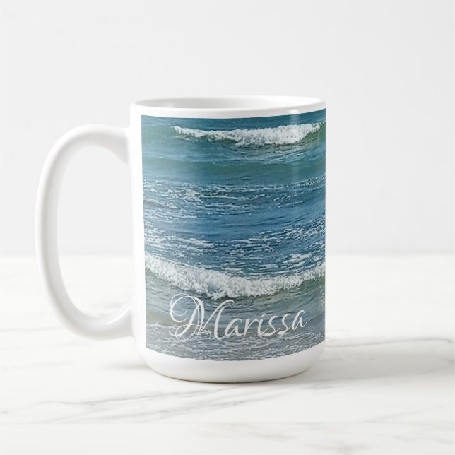 Eget namn för Sudsy Blue Atlantic Ocean Shore Kaffemugg (Vänster)