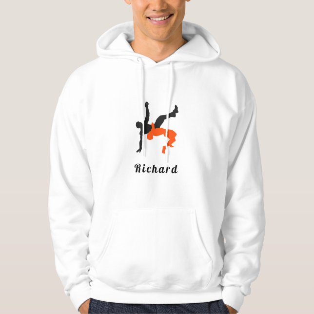 Eget namn för Wrestler Wrestling Silhouettes Sport Hoodie (Framsida)