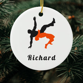 Eget namn för Wrestler Wrestling Silhouettes Sport Julgransprydnad Keramik