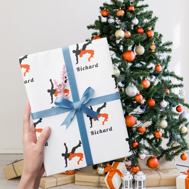 Eget namn för Wrestler Wrestling Silhouettes Sport Presentpapper (Skapare uppladdad)