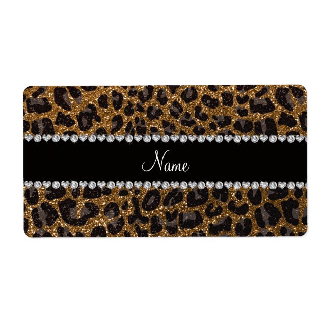 Eget namn guld glitter leopard fraktsedel (Framsidan)