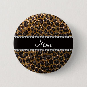 Eget namn guld glitter leopard knapp