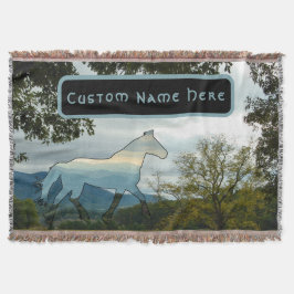 Eget namn Horse Silhouette Mountains Fält Filt