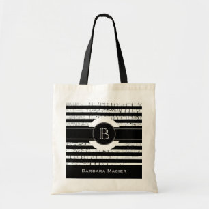 eget namn/inledande svartvit monogram tygkasse