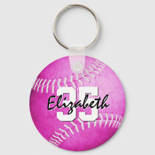 eget namn jersey Number rosa Softball Nyckelring