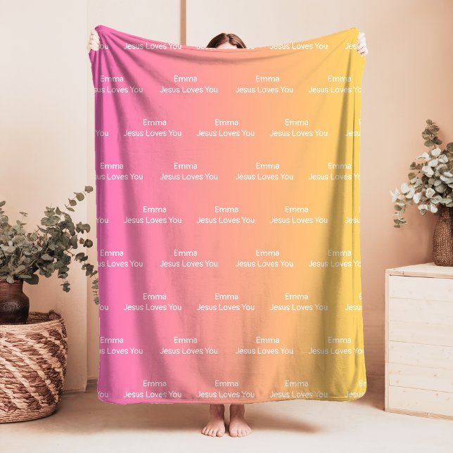 Eget namn Jesus Kärlek Du Fleece Blanket Ombre (Skapare uppladdad)