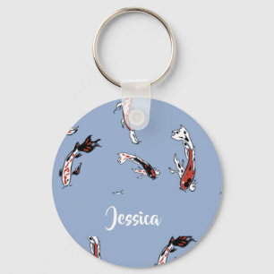 Eget namn koi fish blue nyckelring