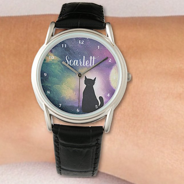 Eget namn Konstnärlig kute Måne och Galaxy Armbandsur (Skapare uppladdad)