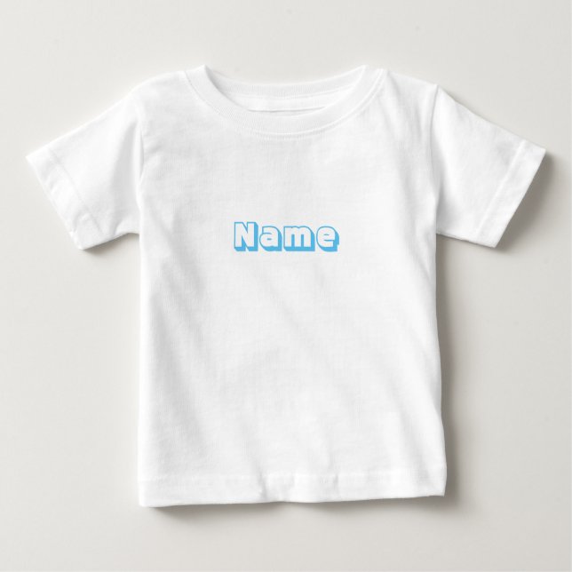 Eget namn ljusblå text söt baby T-Shirt (Framsida)