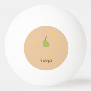 Eget namn, målat päron på brunt pingisboll
