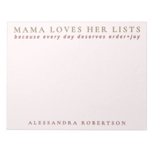 Eget namn Mamma List Älskare minimalistisk Pastel- Anteckningsblock