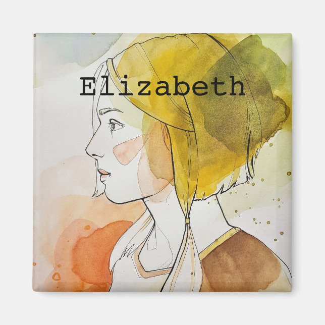 Eget namn med monogrammet söt presentvattenfärg, g magnet (Framsidan)