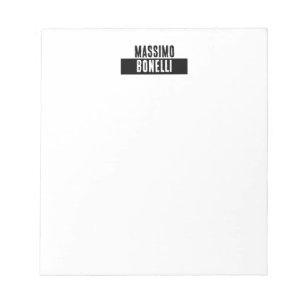Eget namn minimalistisk modern enkel svart vit anteckningsblock