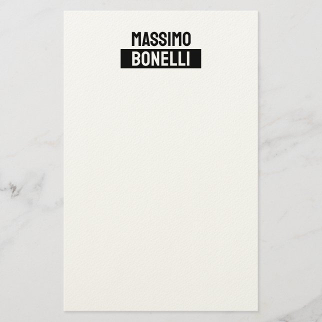 Eget namn minimalistisk modern enkel svart vit brevpapper (Framsida)