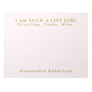 Eget namn Monogram Pastel Rosa Guld Minimalist Anteckningsblock