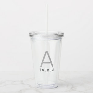 Eget namn Monogram Straw Kopp Acrylic Tumbler Take Away Mugg
