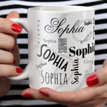 eget namn mönster svartvita kaffe