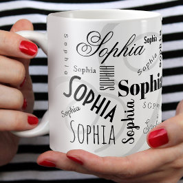 eget namn mönster svartvita kaffe kaffemugg