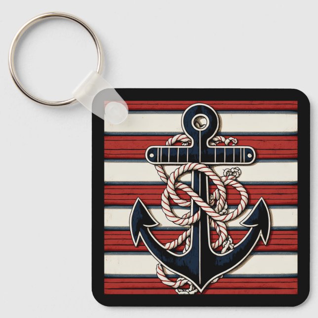 Eget namn Nautical Anchor Nyckelring (Framsida)