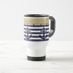 Eget namn Nautical Anchors Rand Mönster Resemugg