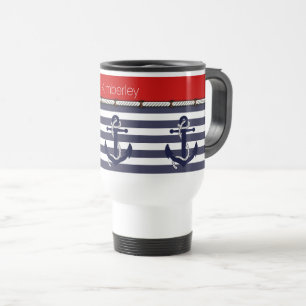 Eget namn Nautical Anchors Rand Mönster Resemugg