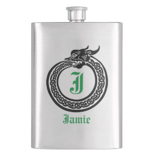Eget namn och monogram Celtic Stil Ouroboros F Fickplunta