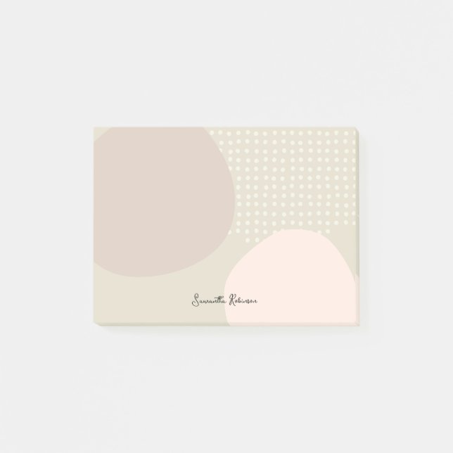 Eget namn på Abstrakten Unik Boho-Neutralt Post-it Block (Framsida)