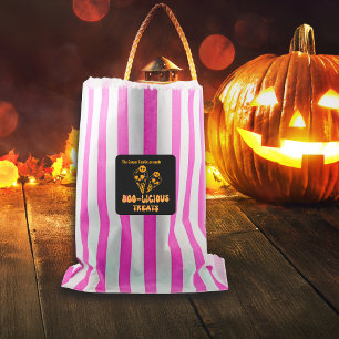 Eget namn på boonäten Halloween-behandlingar Fyrkantigt Klistermärke