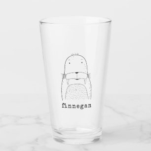 Eget namn på Cute Walrus Simple Line-illustration Glaskopp