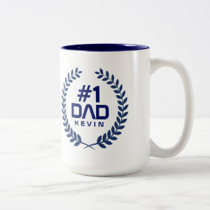 Eget namn på den blå kransens PAPPA 1 Två-Tonad Mugg