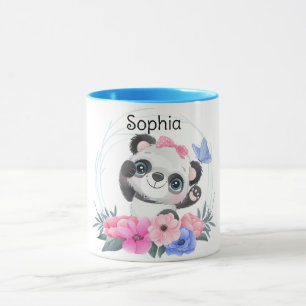 Eget namn på frisk krans av Cute Baby Panda Flower Mugg