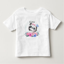 Eget namn på frisk krans av Cute Baby Panda Flower T Shirt