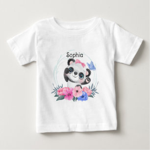 Eget namn på frisk krans av Cute Baby Panda Flower T Shirt