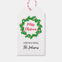 Eget namn på God jul för fetiös krans Presentetikett